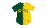 NBA Split Color Mesh Button Front Shirt "Seattle Supersonics - Green" BA88XS SSU E HF6