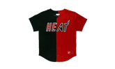 NBA Split Color Mesh Button Front Shirt "Miami Heat - Black" BA88XN MHE K HF1