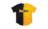 NFL Split Color Mesh Button Front Shirt "Pittsburgh Steelers- Black" FA88Y3 PST K HFH