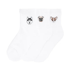3 Pack Medium Embroidered Half Crew