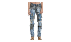Patched Arch Repaired Blowout Denim Jeans "Blue" 1120970009SS25 BLUE