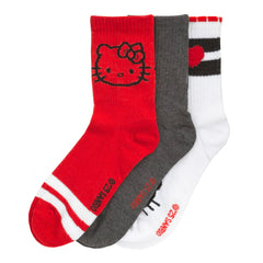 3 Pack Hello Kitty Ribbed Mid Crew - Adult