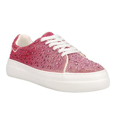 Bedazzle Rhinestone Lace Up Platform Sneakers