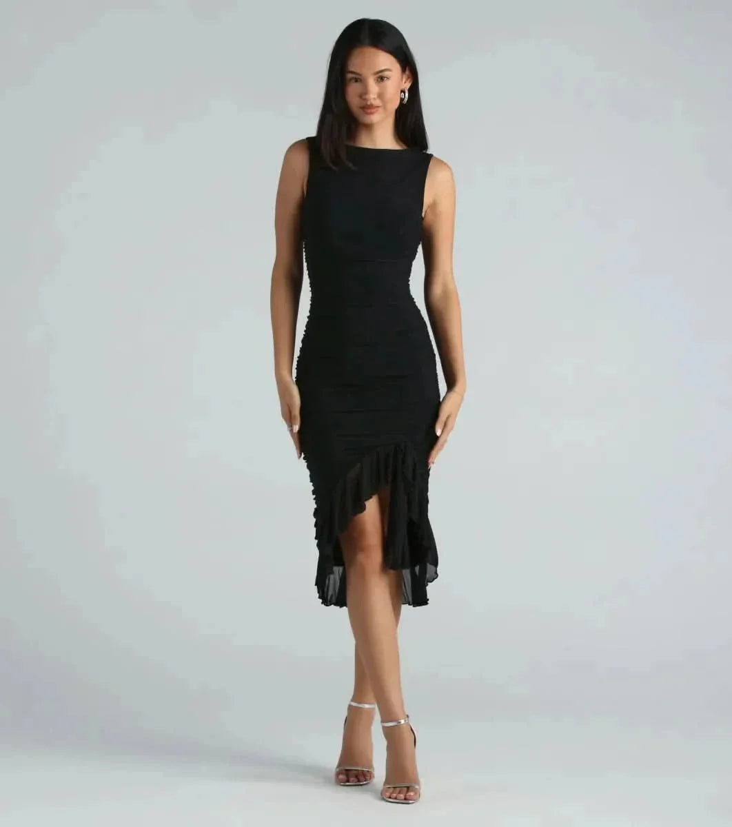 MEEDA | RUFFLE MIDI DRESS